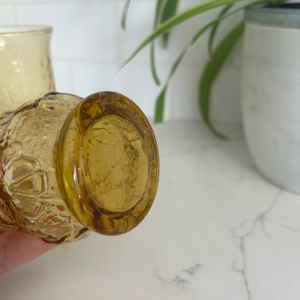 Anchor Hocking Rainflower Amber textured glass tumblers set of 2 - Picture 9 of 9